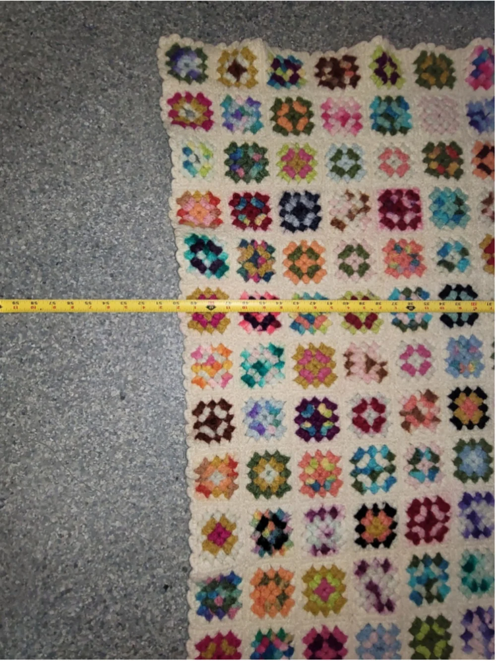 Vintage Handmade Crochet Granny Square Afghan Blanket Multicolor 50x53